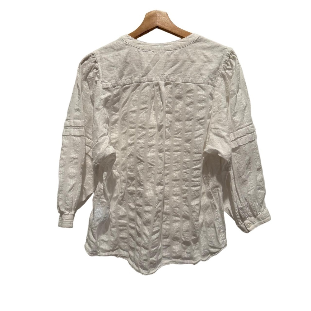 J. McLaughlin White V Neck Button Front 3/4 Sleeve Boho Vibe M - Picture 7 of 9